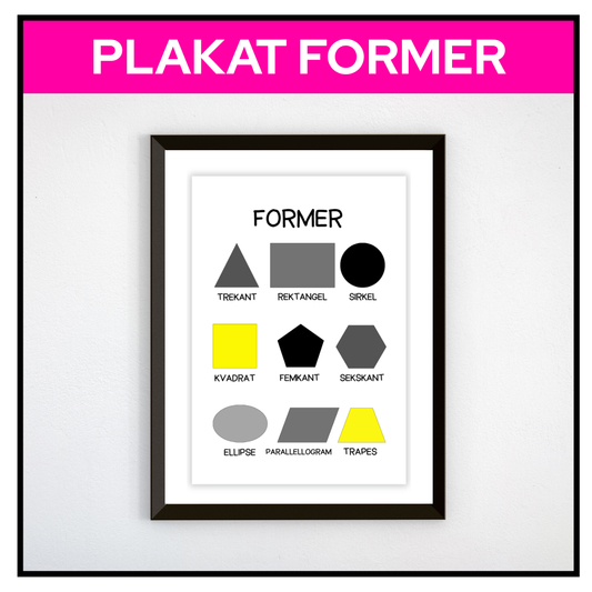 Former i svart og gult, innrammet