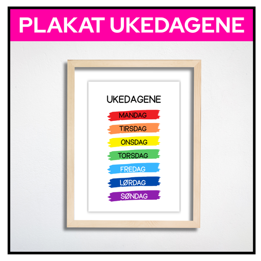 Ukedagene i penselstrøk | A3/A4 | KLASSISK REGNBUE