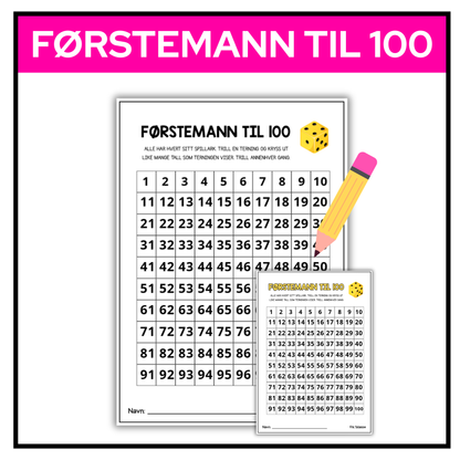 Førstemann til 100 | Spillark