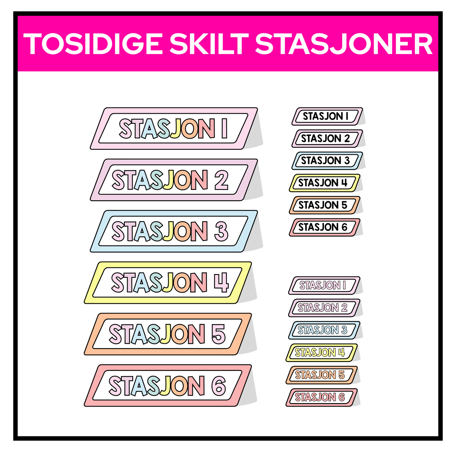 Skilt til stasjoner | Tosidig | PASTELL