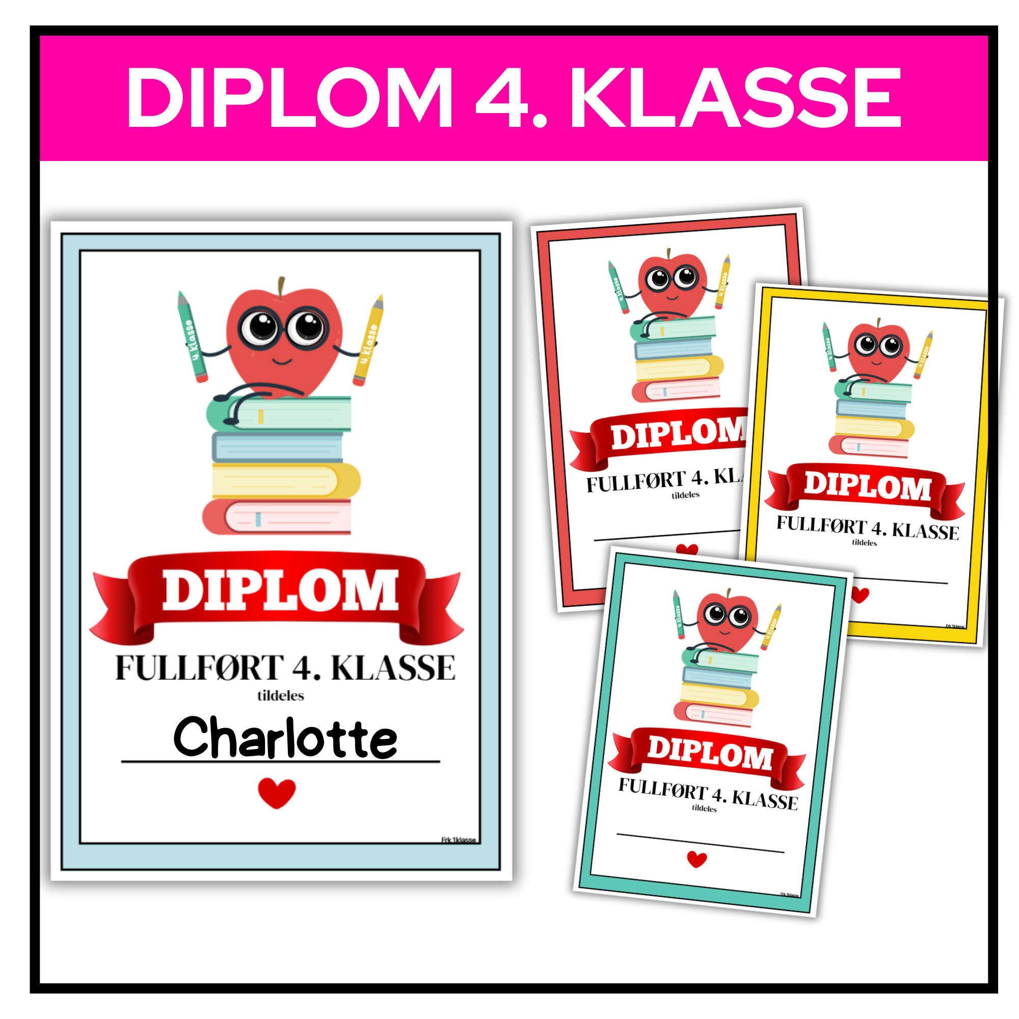Diplom | 4. klasse |  Fire fargevarianter