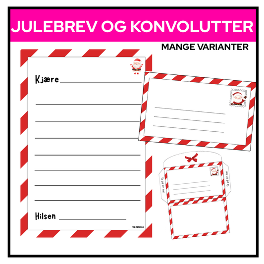Julebrevark med konvolutt | Fem design | Hvert design har tre varianter