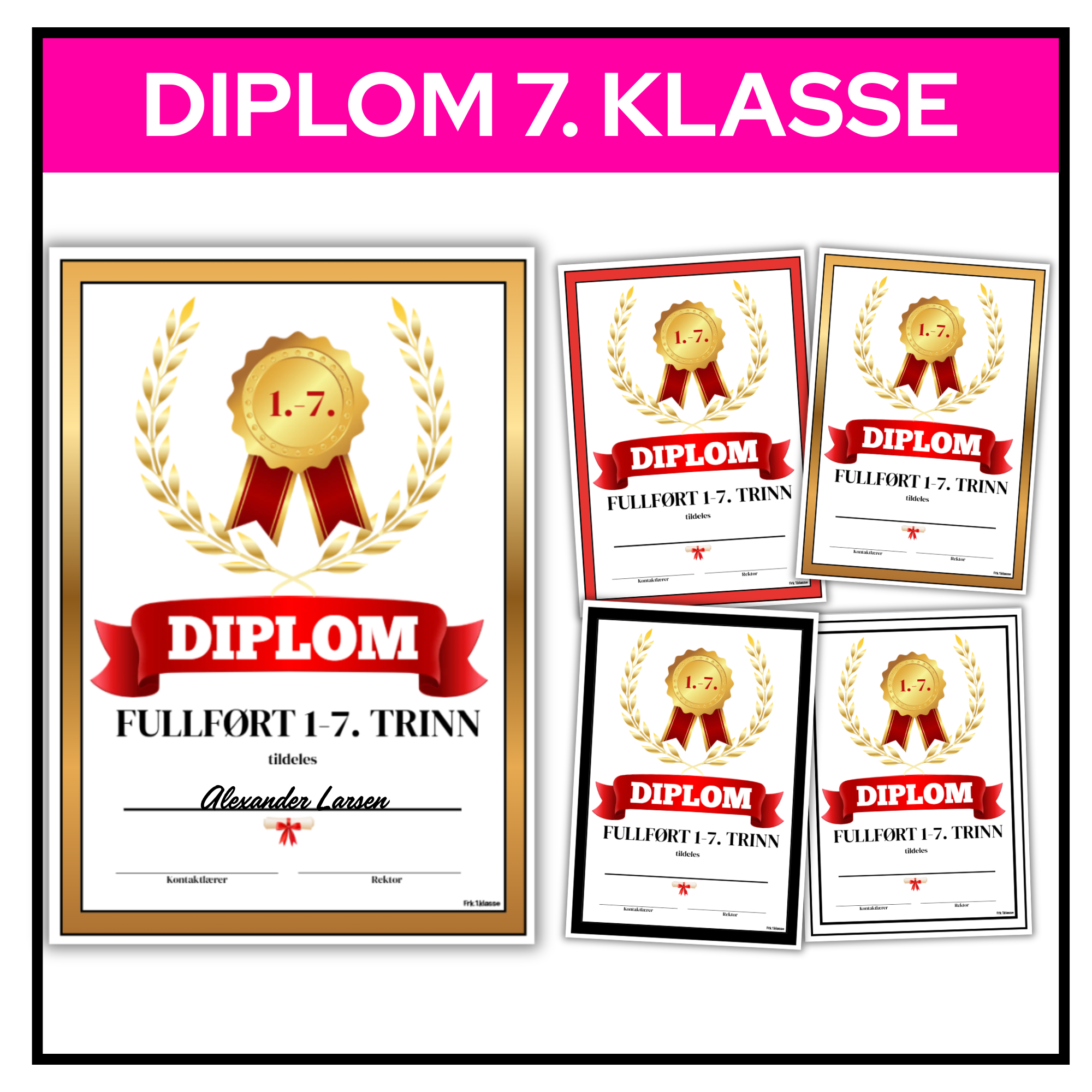 Diplom | 7. klasse | Fire fargevarianter