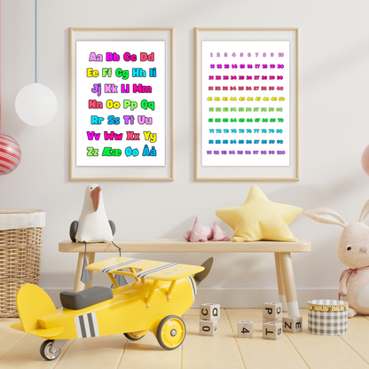 Tall 1-100 | A3/A4 | REGNBUE med rosa