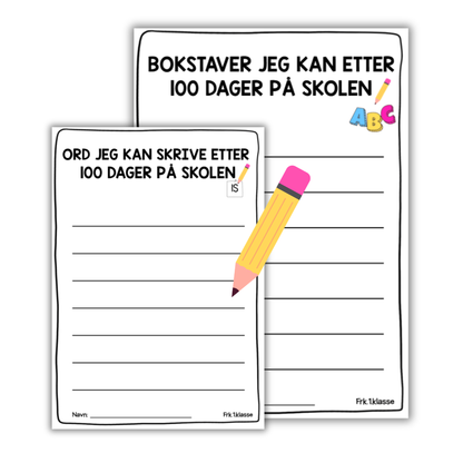 100-dagersfest | Skriveoppgave | Bokstaver og ord