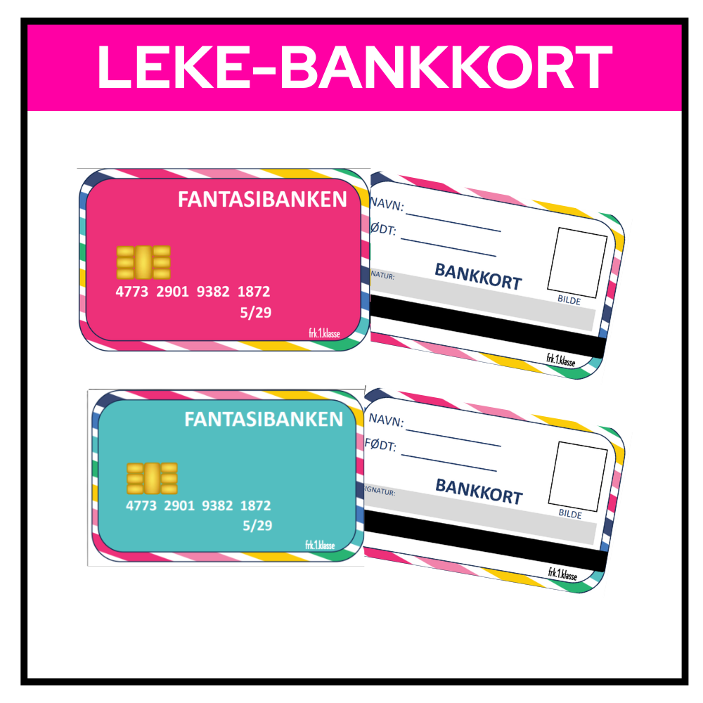 Leke-bankkort til lekebutikk
