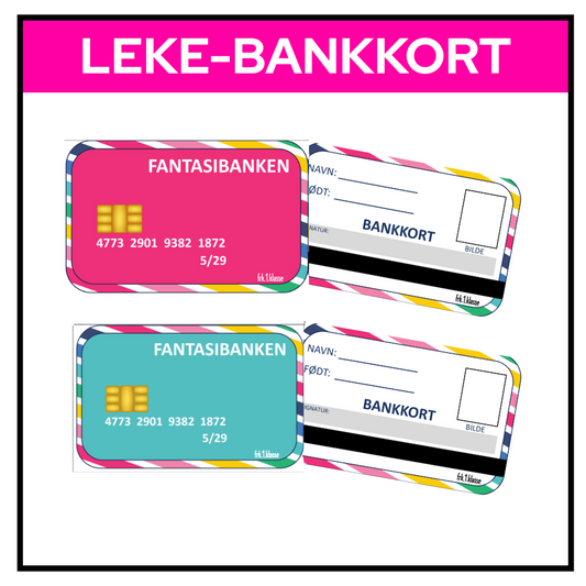 Leke-bankkort til lekebutikk