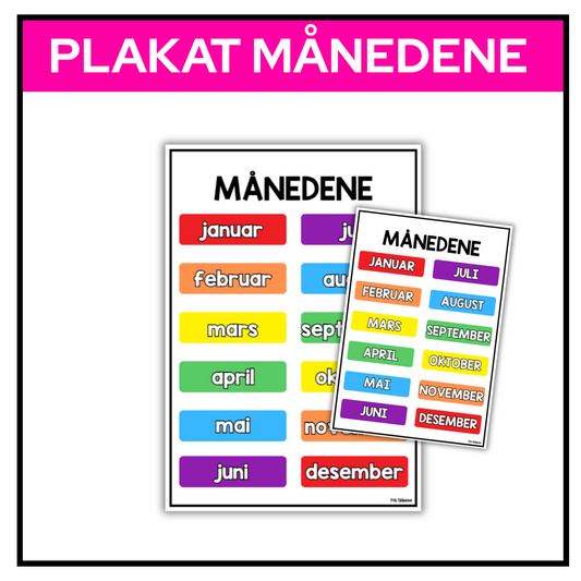 Månedene | Plakat A3/A4 | KLASSISK REGNBUE