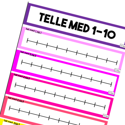 Tomme gangetallinjer der elevene kan fylle inn tall ved å telle med 1-10 om gangen.