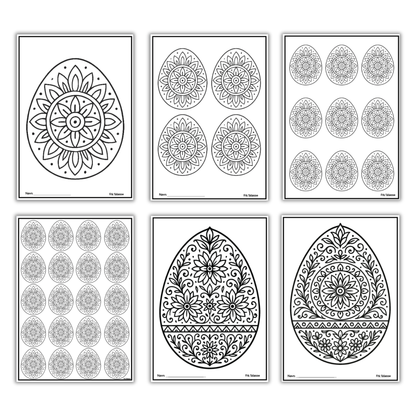 Mandala-påskeegg | 6 fargeleggingsark