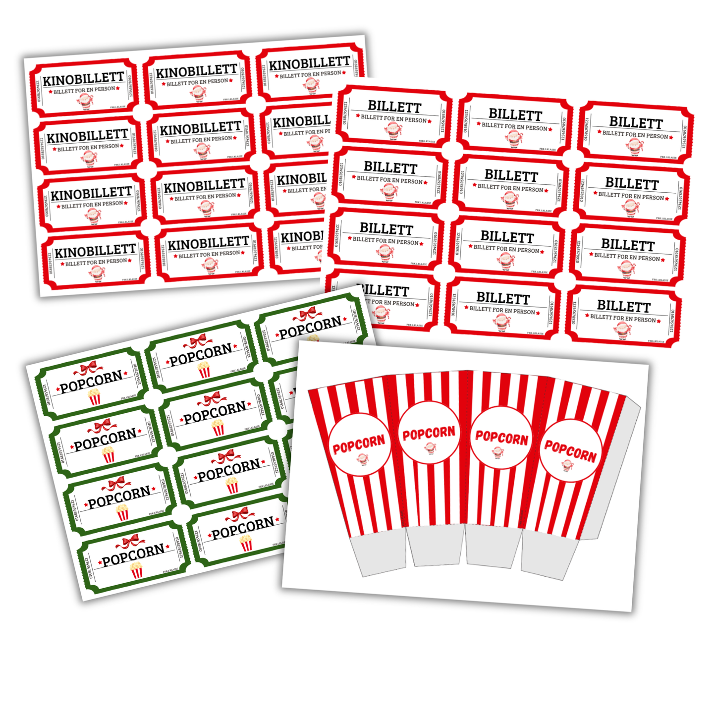 Jule-kit | Popcornbegre og billetter | Flere varianter