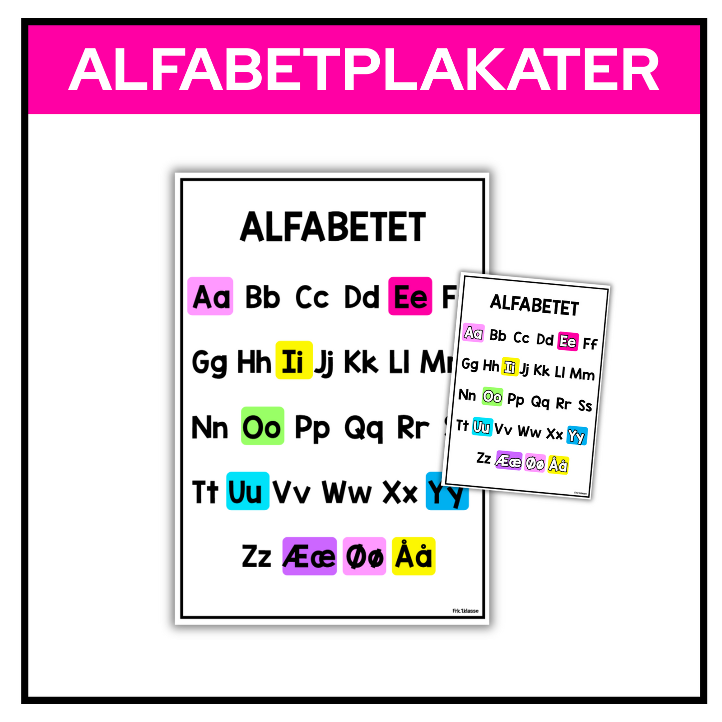 Alfabetplakater | To varianter | A3/A4 | REGNBUE MED ROSA