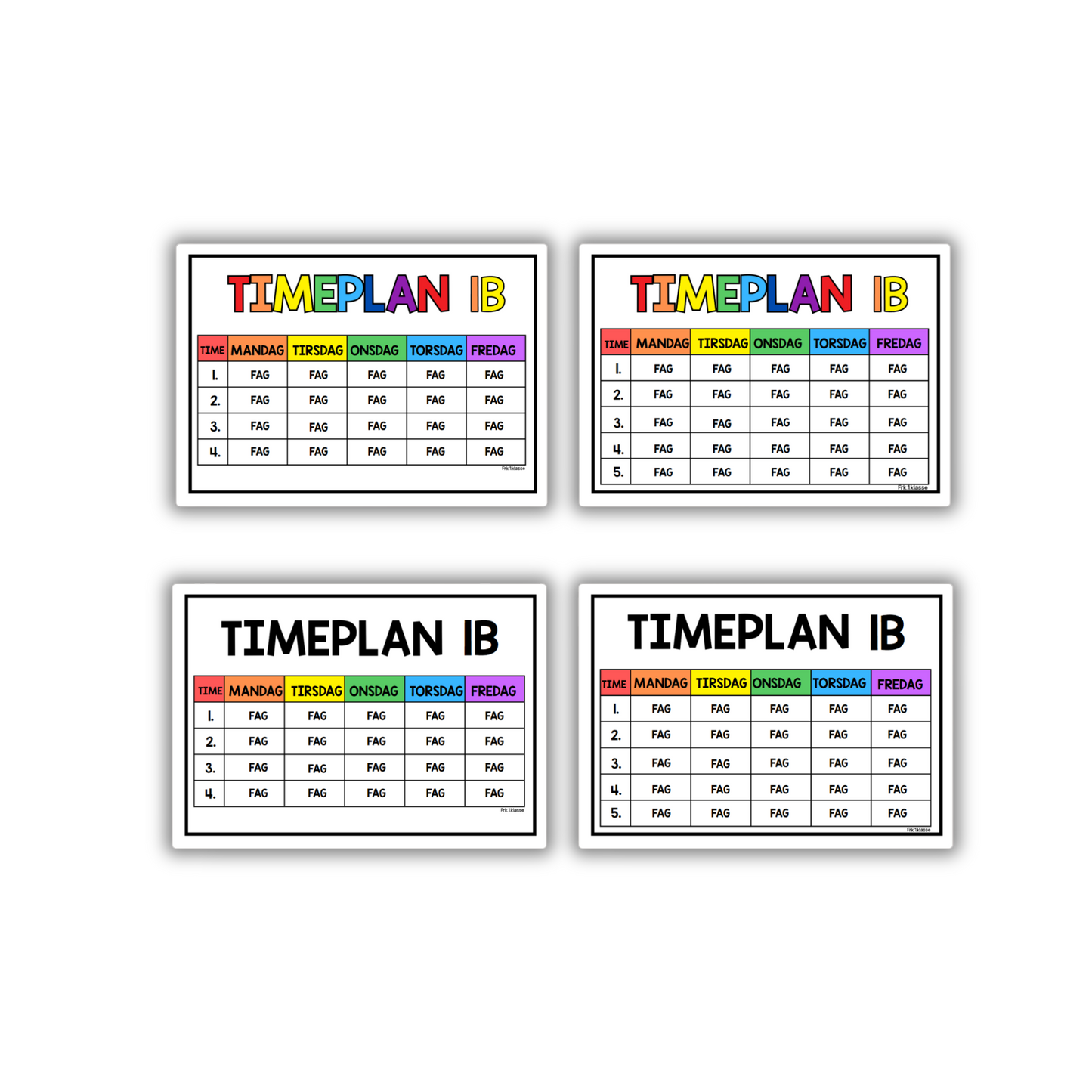 Timeplan | Redigerbar | KLASSISK REGNBUE