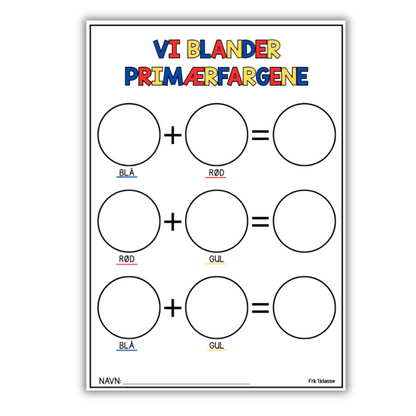 Vi blander primærfarger | A4-mal