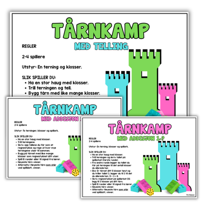 Tårnkamp | Spill med telling og addisjon | Tre varianter