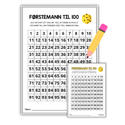 Førstemann til 100 | Spillark