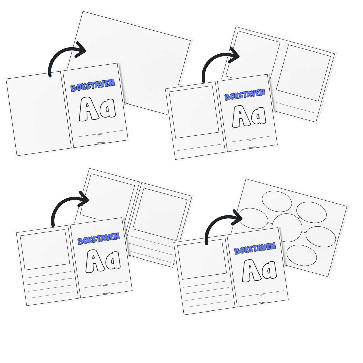 La elevene lage egne bokstavbøker | Maler til hele alfabetet | 116 minibøker