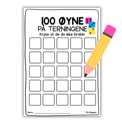 100-dagersfest | Arbeidsark | 100 øyne på terningene