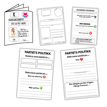 Skriveopplegg om politiske partier | A5-hefte | A4-hefte