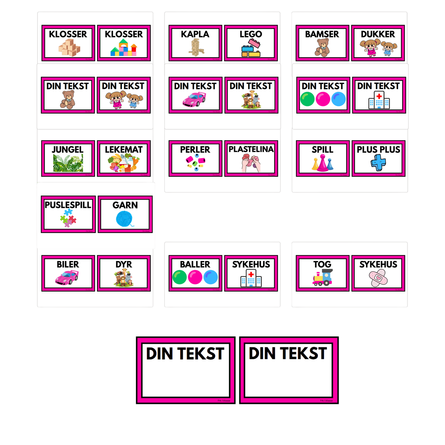 Skilt til bokser | LEKER | REDIGERBAR | REGNBUE MED ROSA