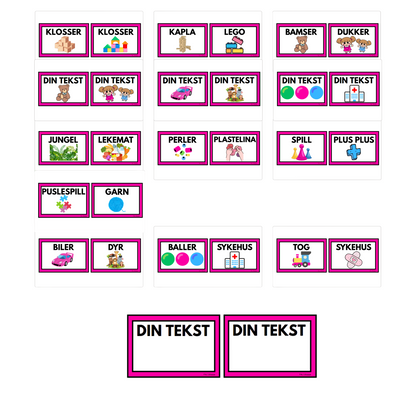 Skilt til bokser | LEKER | REDIGERBAR | REGNBUE MED ROSA