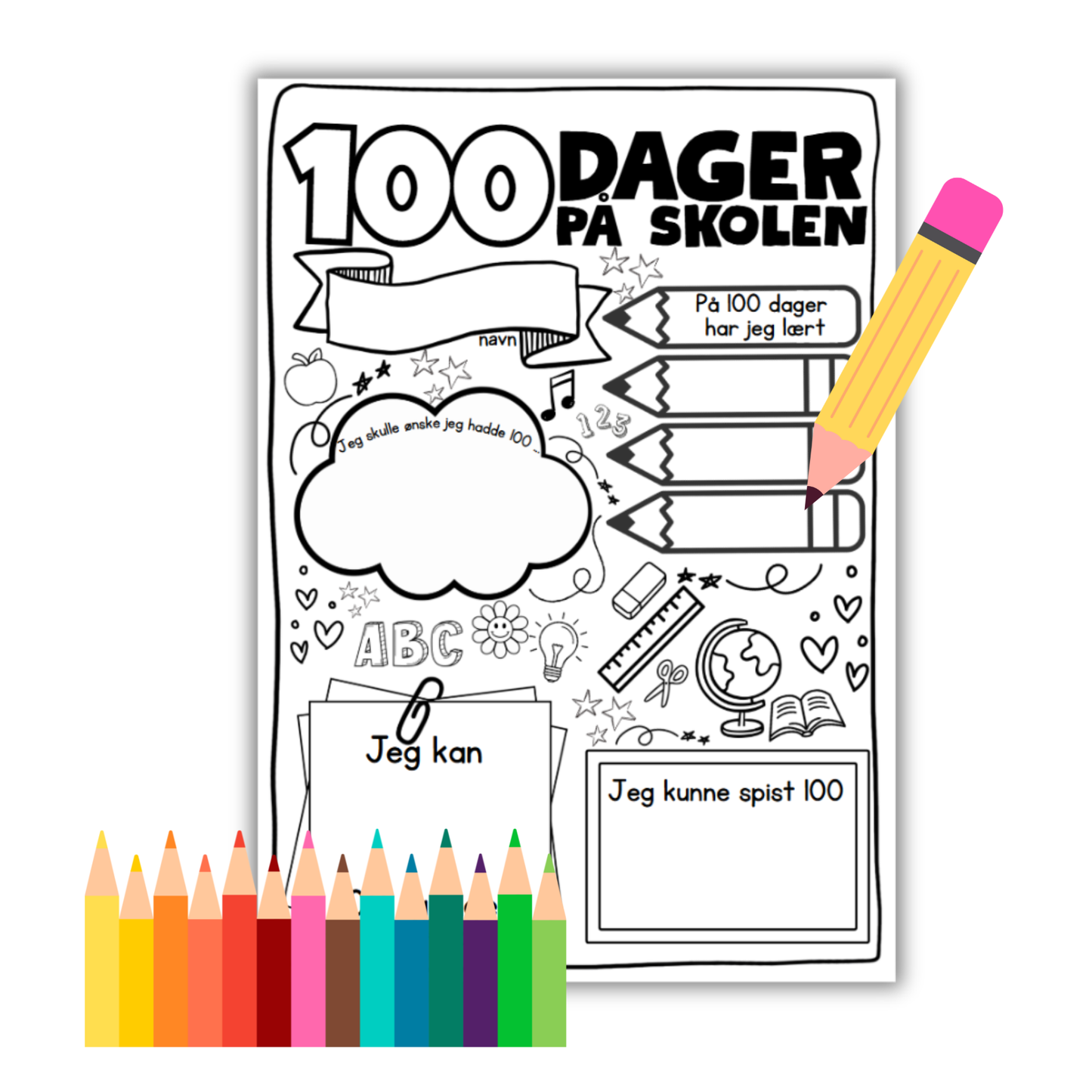 100-dagersfest | Arbeidsark "100 dager på skolen"