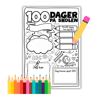 100-dagersfest | Arbeidsark "100 dager på skolen"