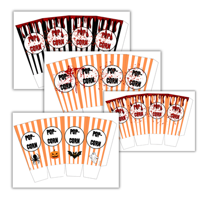 Halloween-kit | Popcornbegre og billetter | Flere varianter