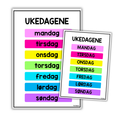 Ukedagene | Plakat A3/A4 | REGNBUE MED ROSA