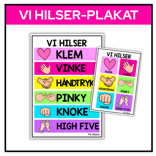 Vi hilser-plakat | A3/A4 | REGNBUE MED ROSA