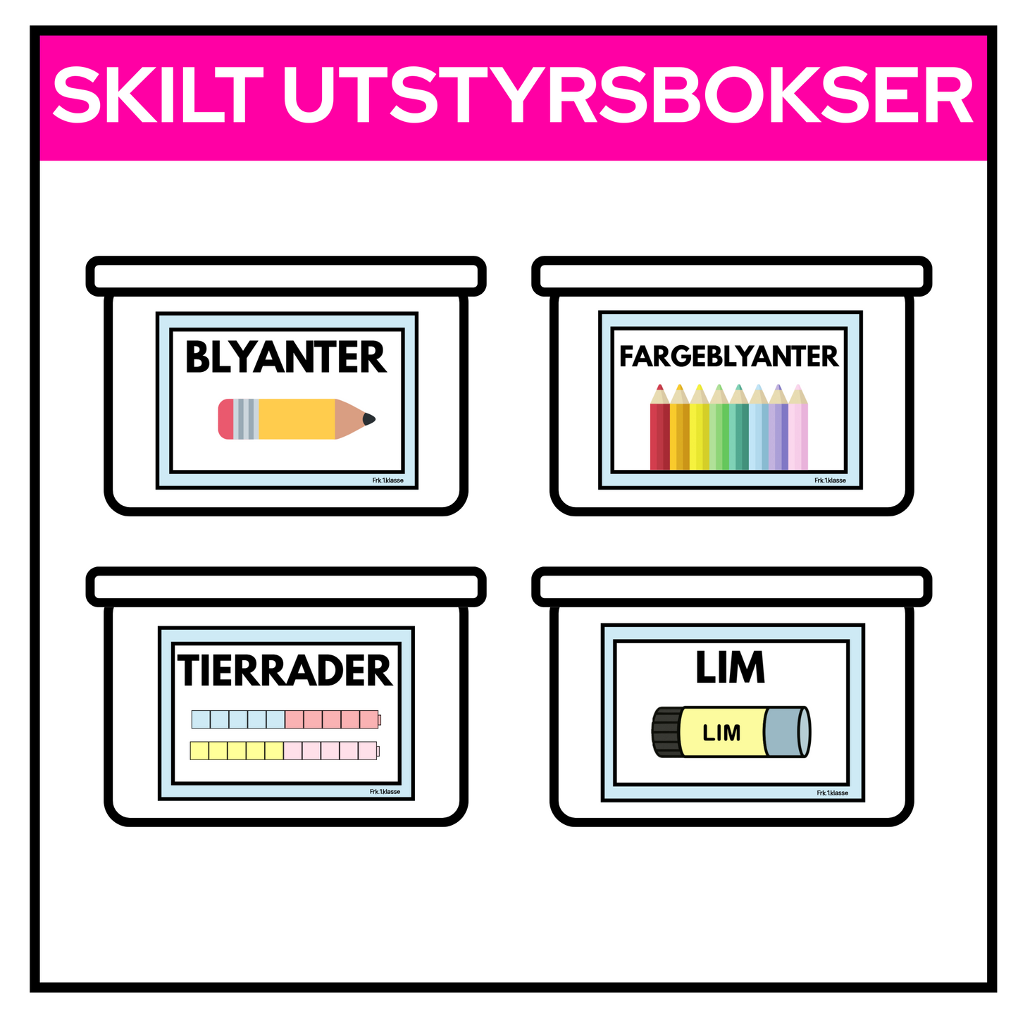 Skilt til bokser | UTSTYR | PASTELL