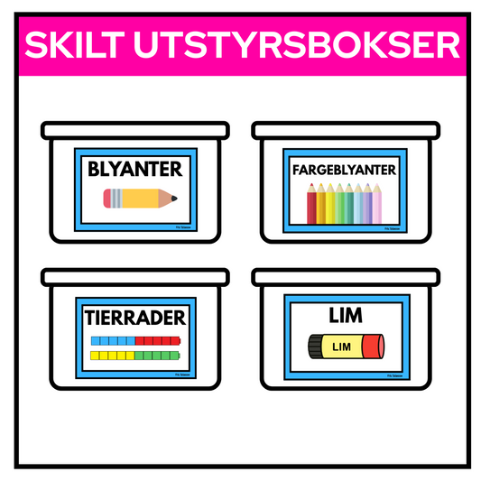 Skilt til bokser | UTSTYR | REDIGERBAR | KLASSISK REGNBUE