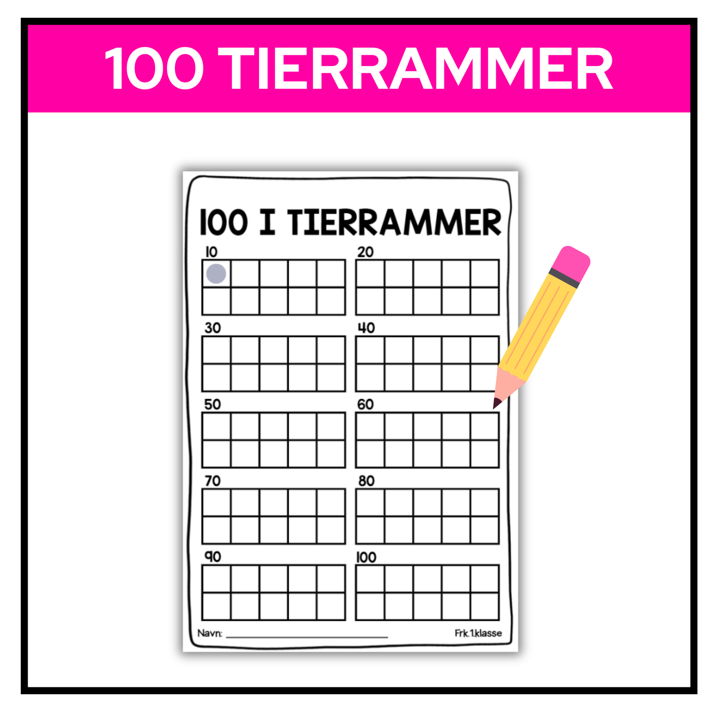 100-dagersfest | Arbeidsark | 100 i tierrammer