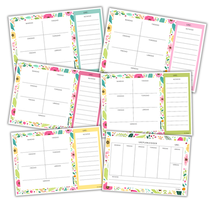 Ukeplanlegger for familie | Flere varianter | Blomster