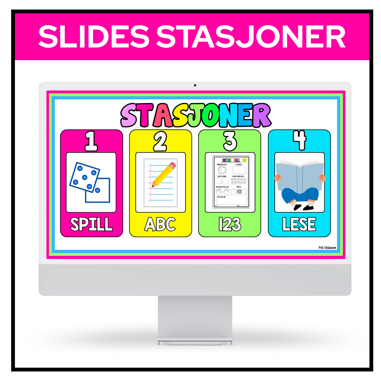SLIDES | Stasjoner | REDIGERBAR | Regnbue med rosa