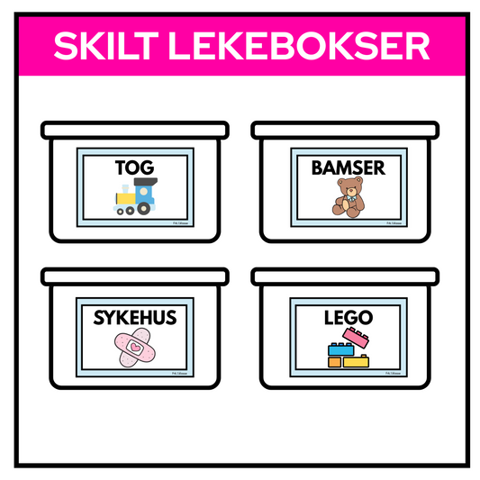 Skilt til bokser | LEKER | REDIGERBAR | PASTELL