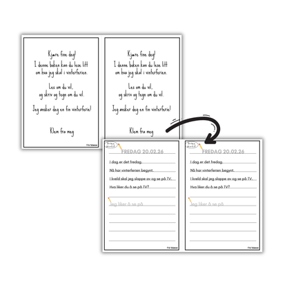 Vinterferiedagbok uke 9 | 20.02.-01.03.26 | Les, skriv og tegn gjennom hele vinterferien!