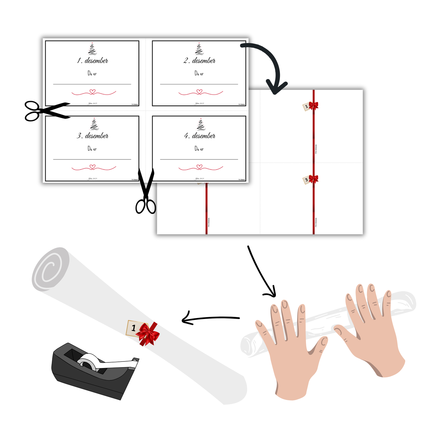 Julekalender "Du er... | Med sløyfe | | MINI | Lages på 15 minutter