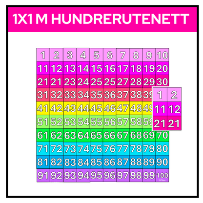 Hundrerutenett | STORT (ca 1x1 m) til vegg | REGNBUE (med rosa)