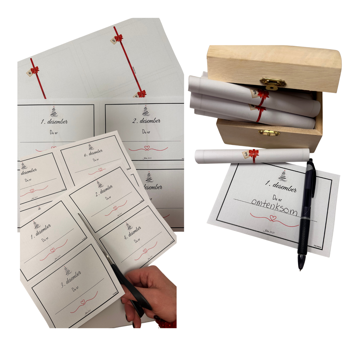 Julekalender "Du er... | Med sløyfe | | MINI | Lages på 15 minutter
