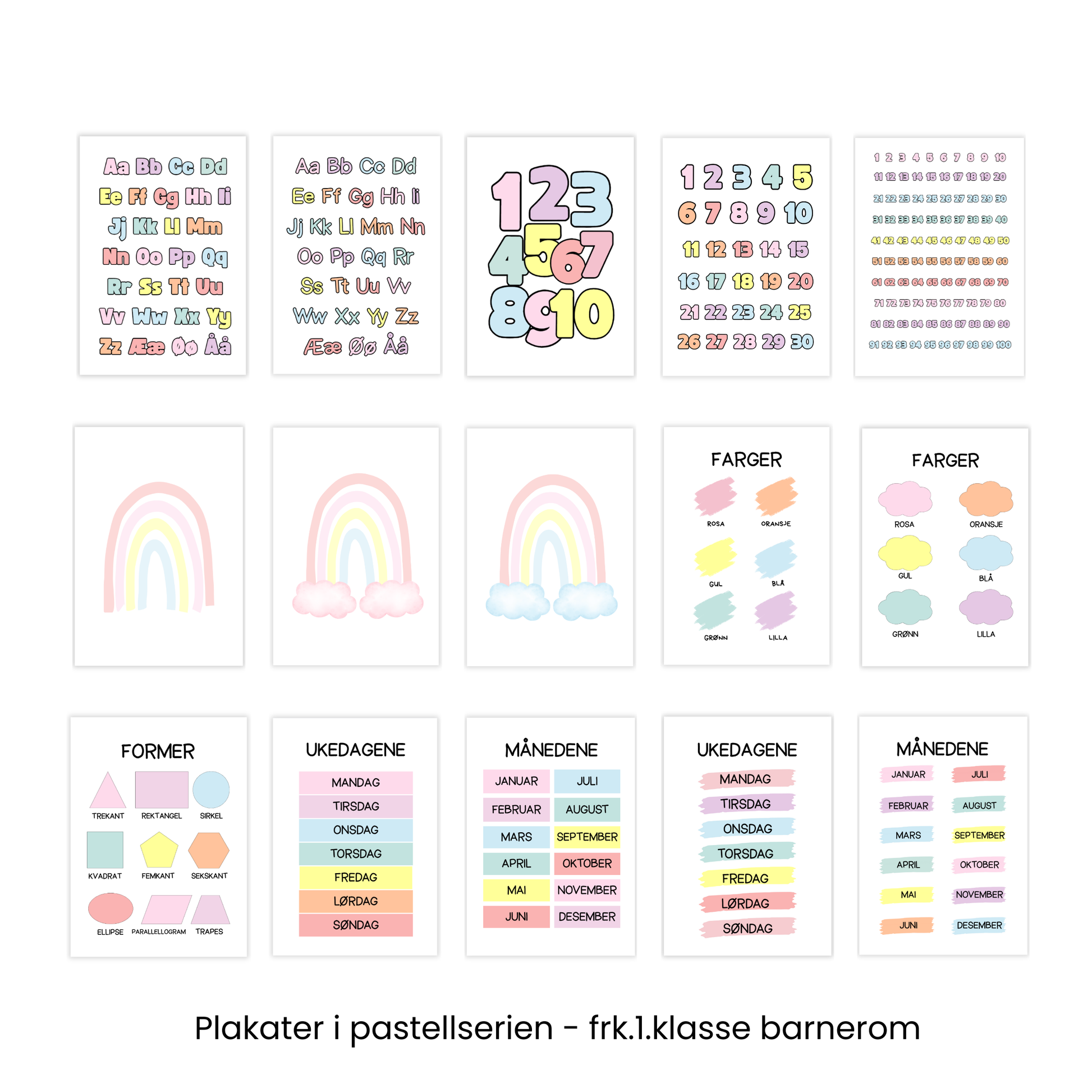 Plakat av alle produkter i pastellserien
