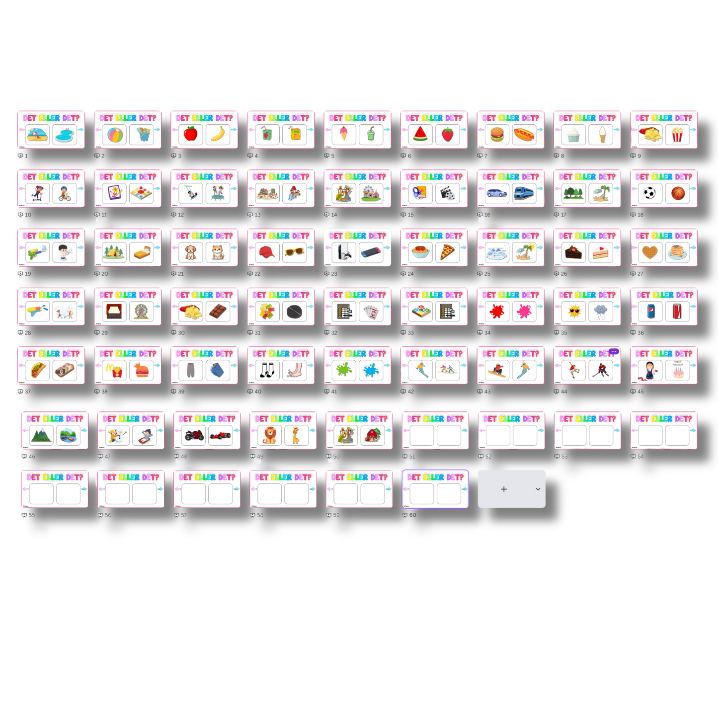 SLIDES / KORT | Det eller det – velg med kroppen! | 50 slides! | REDIGERBAR