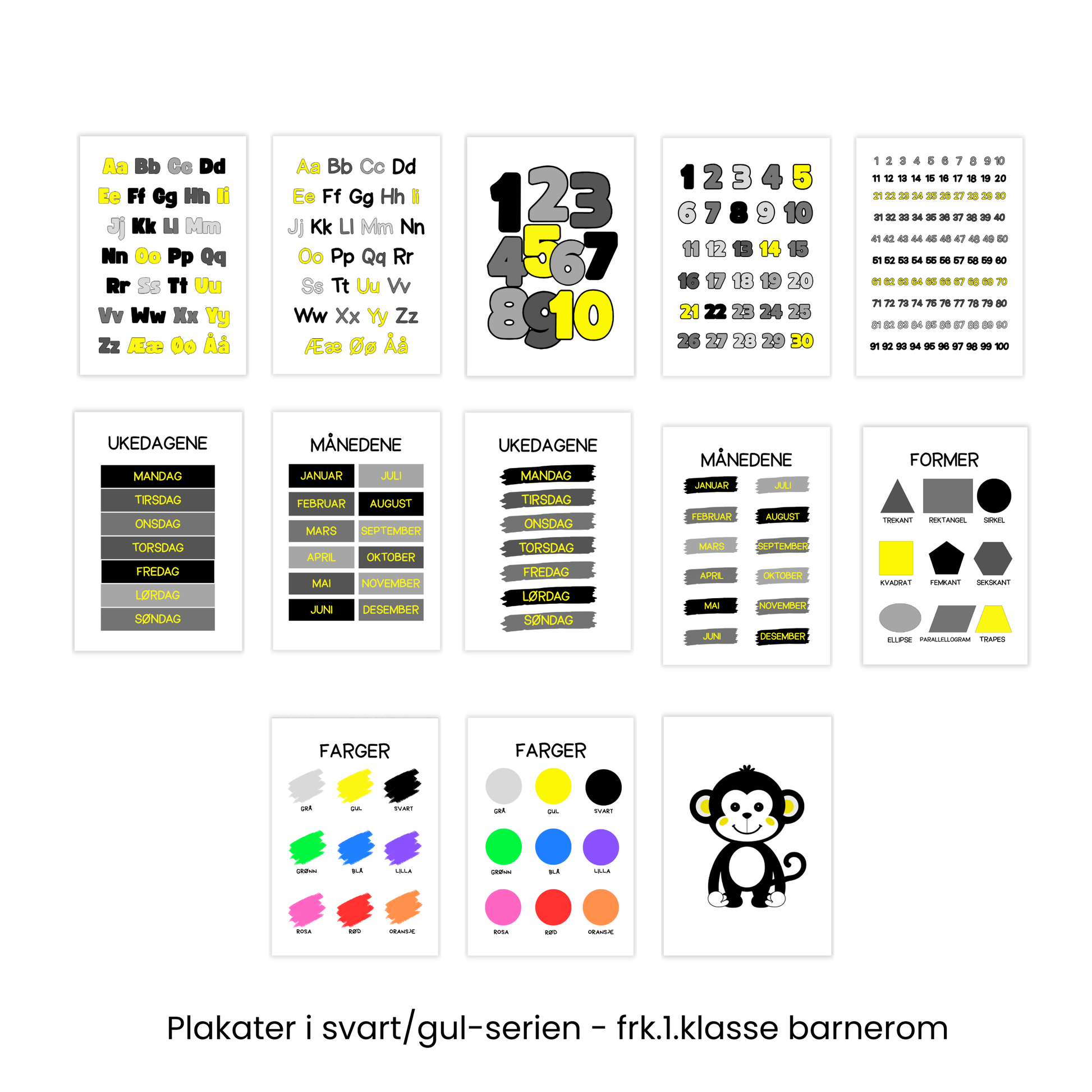 Alle plakatene i svart/gul-serien 