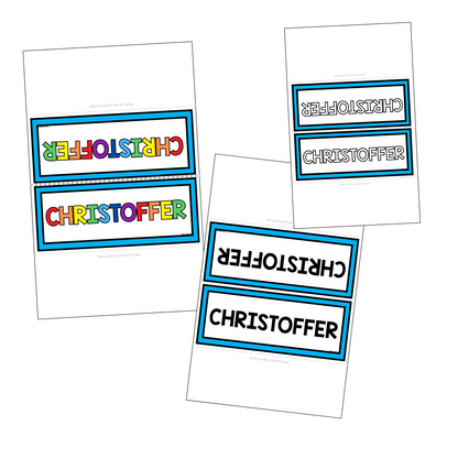 Tosidige navneskilt | Redigerbare | BLÅ | KLASSISK REGNBUE