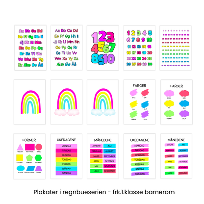 Plakat av alle produkter i regnbue med rosa-serien