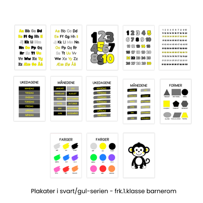 Alle plakatene i svart/gul-serien 