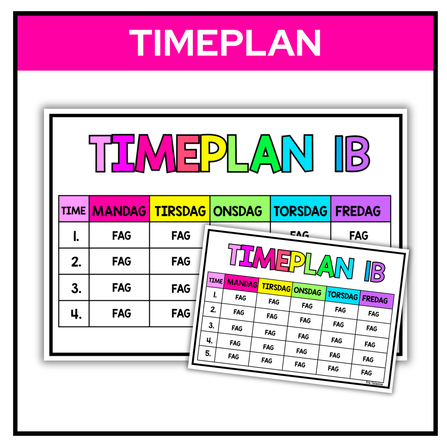 Timeplan | Redigerbar | REGNBUE MED ROSA
