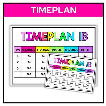 Timeplan | Redigerbar | REGNBUE MED ROSA