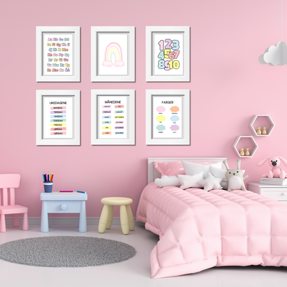 Regnbue med rosa skyer | A3/A4 | PASTELL