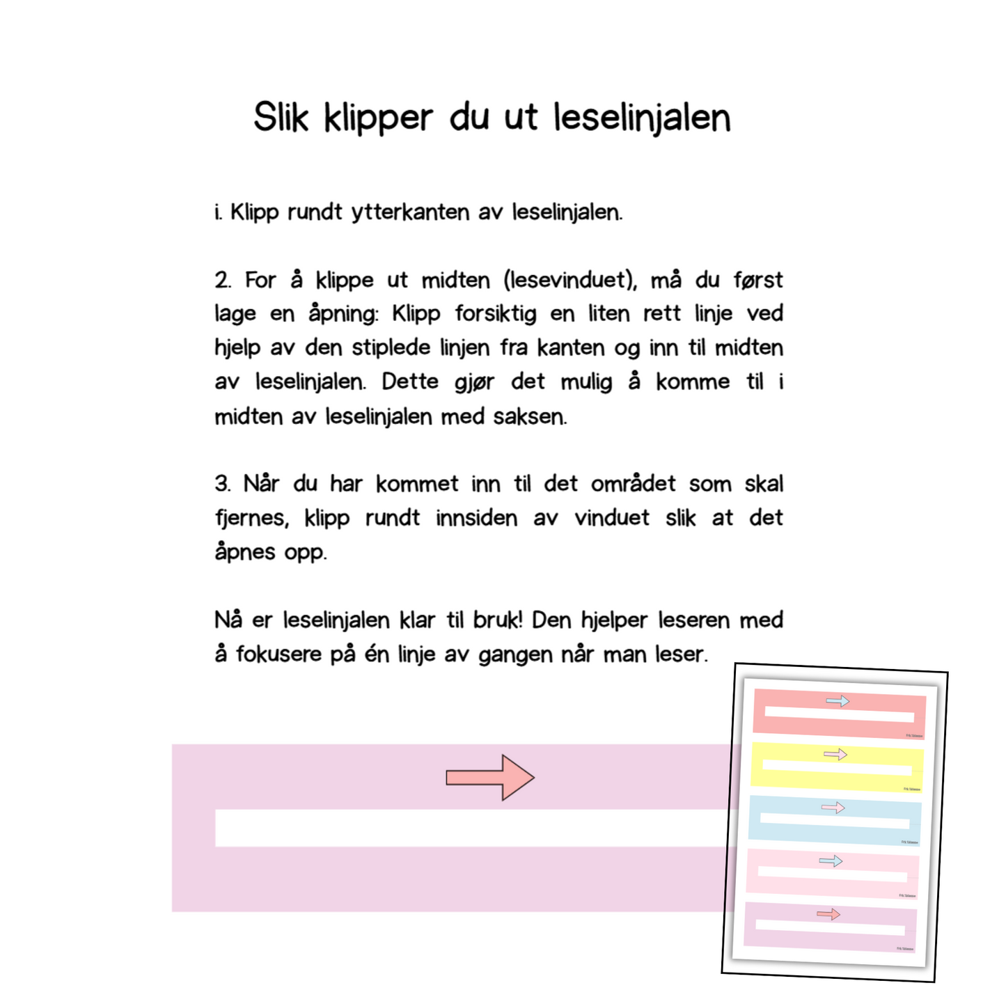 Leselinjal | To ulike størrelser | Pastell